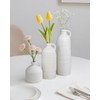 White Ceramic Vase Set of 3 with Handle – Ribbed
