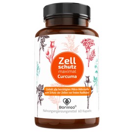 BonVigo® Turmeric + Cell Protection Complete – Special Formula: All Micronutrients with Proven Effectiveness to Protect Cells* Vegan Capsules with Turmeric Powder and Extract Highly Concentrated