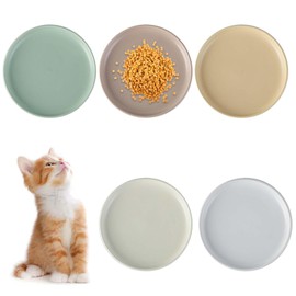 5 Stück Katzennapf, 15cm/ 6 Zoll Katzennapf Flach, Katzen Futternapf Bunte, Runden Katzenteller, Katzenfutter Napf Set, Fressnäpfe für Katzen, Katzen Fressnapf für Trockenfutter und Nassfutter