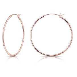 DTPsilver® 925 Sterling Silver Rose Gold Plated Round Hoop Earrings - Small/Medium/Large - Thickness 1.2mm - Diameter: 10, 12, 14, 16, 18, 20, 25, 30, 35, 40, 50, 60mm, Sterling Silver