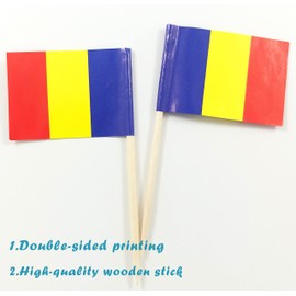 JBCD Romania Toothpick Flag Romanian Mini Small Cupcake Topper Flags, 100 pcs