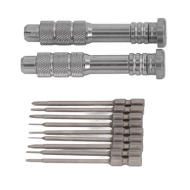 Steel Slotted Screwdriver Set with 9 Bits 2 Handles Hand