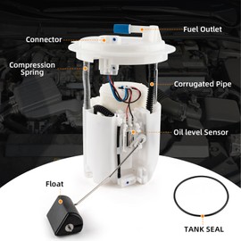 DIRBOERF Electric Fuel Pump Module Assembly Compatible For Chrysler 200 2011-2014 Sebring 2007-2010 Dodge Avenger 2008-2014 L4 L6 2.4L 2.7L 3.5L Replace E7210M