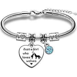 JMIMO Wolf Bracelet for Girls Wolf Gifts Wolf Lover Gifts Just A Girl Who Loves Wolves Bracelet