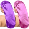 2 Pieces Long Satin Sleep Cap for Curly Hair, Long