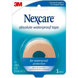 Nexcare Absolute Waterproof First Aid Tape, from The #1 Leader in U.S. Hospital Tapes, Stays on During Sports, Seals Out Water, Dirt and Germs, 1-Inch x 5-Yard Roll