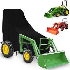 Tractor Cover, Waterproof Compact Utility Tractor Cover, Windproof Compact Tractor Cover with Buckle and Drawstring, 420D Heavy Duty Oxford Fabric, Dustproof/Anti-UV (107*32*60/28in,Black)