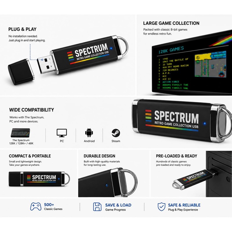 Spectrum Retro Game Collection USB – Classic 8-Bit Home Computer