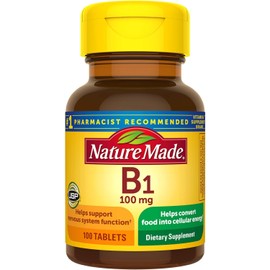 Vitamin B1 100 mg Tablets, 100 Count for Metabolic Health