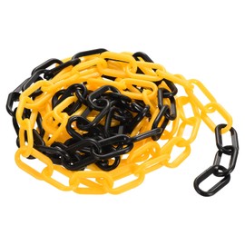 sourcing map Plastic Chain Links, 1.3-Inch 10 Foot Plastic Barrier Chain Safety Chains Safety Barrier Chains for Crowd Control Queue Line Fence Gate Decoration, Black/Yellow