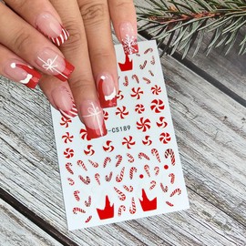 6 Sheets Christmas Nail Art Stickers,Christmas Nail Decals 3D Self-Adhesive Nail Art Supplies Christmas Tree Holly Candy Nail Designs for Women Girls Christmas Manicure Accessories Decorations
