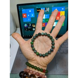 RAYON Finnish FINLAND Chrome DIOPSIDE Bead Bracelet Men 10mm Stretch 7, 7.5, 8, 8.5