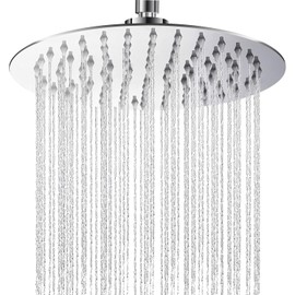 Rainfall Shower Head - 8 Inch Round Shower Head for Waterfall - 304 Stainless Steel with High Pressure Shower Head for Rain - Zuvo