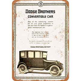 RetroRust 7 x 10 METAL SIGN - 1919 Dodge Brothers Convertible Car - Vintage Rusty Look