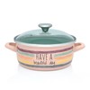 Have a Beautiful Day Vintage Enamel Stock Pot with Glass