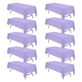 BRILLMAX 10 Pack Lavender Tablecloths for 8 Foot Rectangle Tables 60 x 126 Inch - 8ft Rectangular Bulk Linen Polyester Fabric Washable Cloth Cover for Wedding Reception Banquet Birthday Party