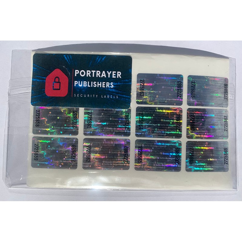 Multilingual Silver Hologram Security Labels Stickers X 150 with Void