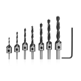 Corintian HSS Countersunk Drill Bit Set Diameter 3 to 10 mm with Allen Key 7 Pieces Drill Bits for Wood, Plastic, etc. Wood Drills, Countersink etc.
