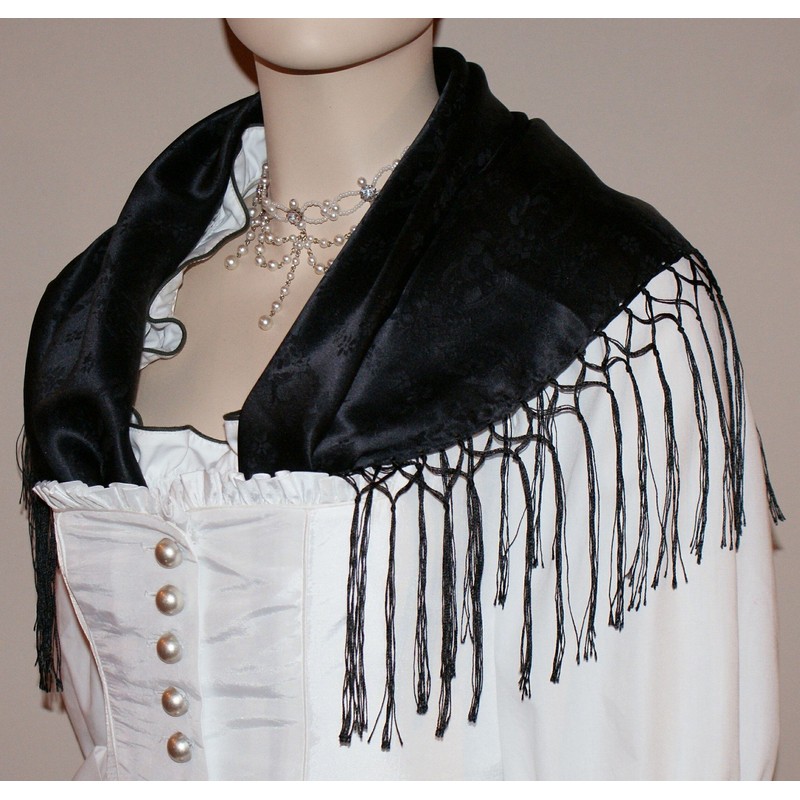Silk cloth black dirndl costume cloth 75 x 75 cm