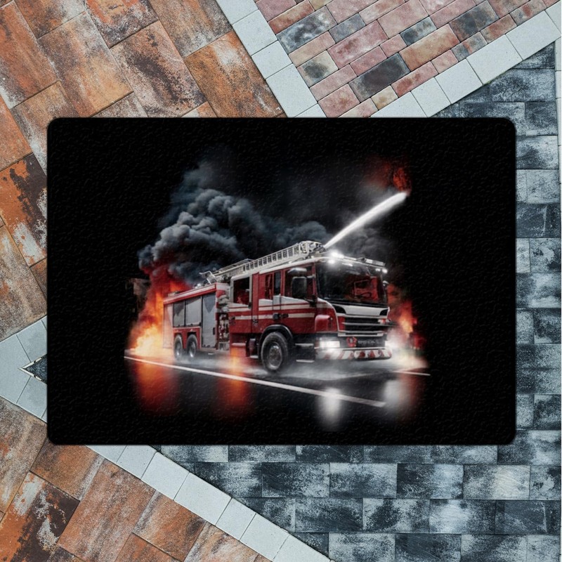 speecheese Fire Engine Fights Against Flames Doormat in 35 x