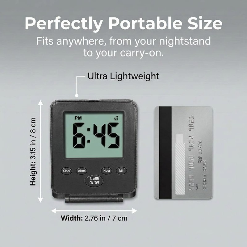 Digital Travel Alarm Clock - No Bells, No Whistles, Simple