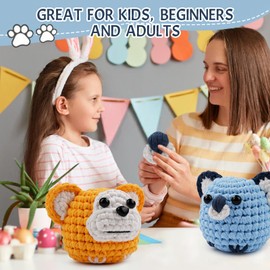 Jadeshay - Kit de ganchillo para principiantes, 2 unidades, Kit de animales de ganchillo de Mono y Koala Amigurumi para adultos y niños para principiantes, tutoriales en video paso a paso