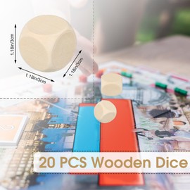 Kasyat 20 Pieces DIY Empty Cubes Unpainted Cube Simple Cube with Round Corners 6 Sided Blocks for People Over 6 Years (30 mm, Wood)