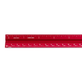 Alumicolor 3050-4 Aluminum Architect Solid Drafting Scale, 12IN, Red