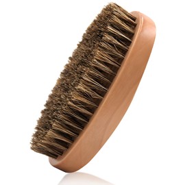 Kootinn Boar Bristle Hair Beard Brush for Men - Small Soft Beard Brush, Pocket Travel Men's Wooden Mustache Brush