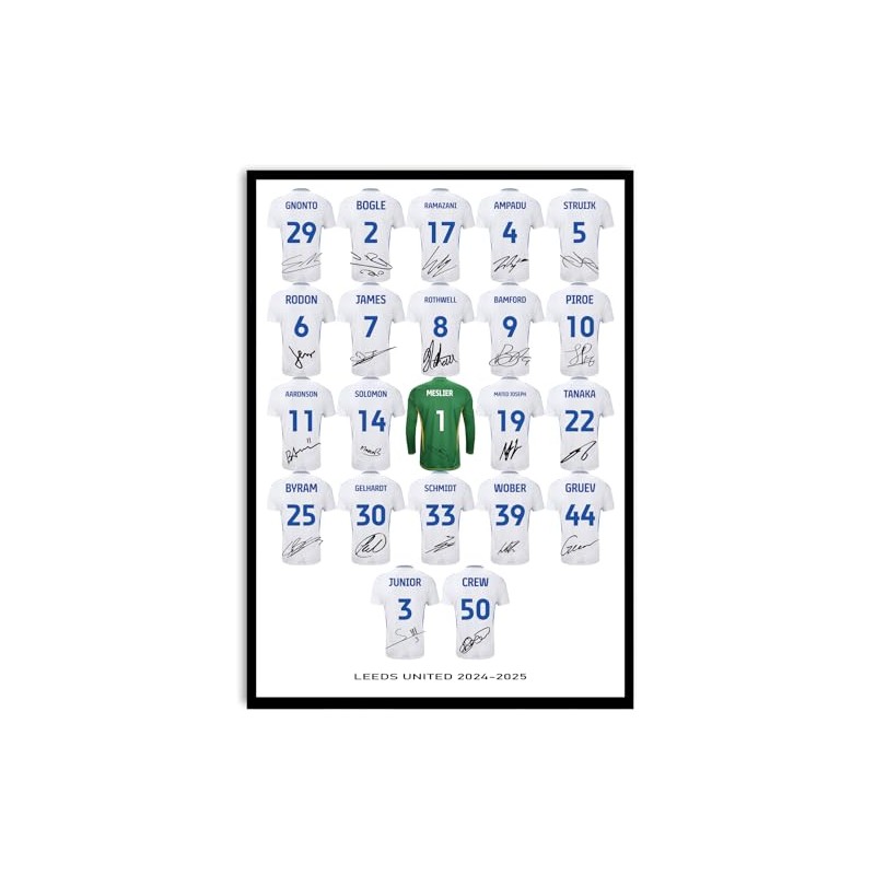 Leeds United 2024-2025 Team Signed Poster A4 Print