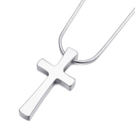 vicima Tungsten Cross Pendant Necklace for Men Tungsten Carbide Cross Pendant for Christian Stainless Steel Snake Chain