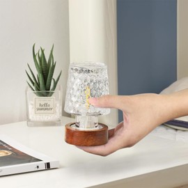 GZWANHANGMY Mini Soft Warm LED Night Light, Battery Operated Portable Glass Lamp with Timer, Art Deco Style, Crystal Color, for Adults