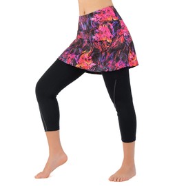 ANIVIVO Women Tennis Skirted Leggings with Pockets, Capris Yoga Leggings with Skirts&Tennis Pickleball Clothing