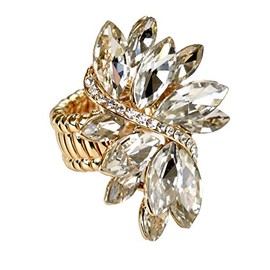 NYFASHION101 Women's Vine Marquis Stone Stud Fashion Stretch Ring, Metal