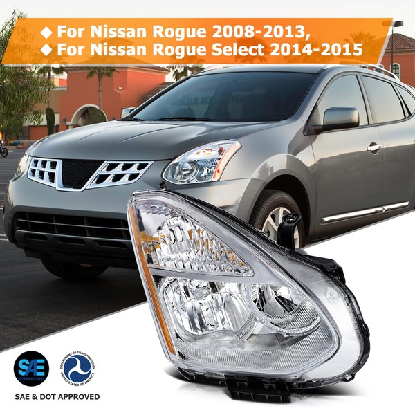 LBRST Headlight Assembly Compatible with for Nissan Rogue 2008-2013 for