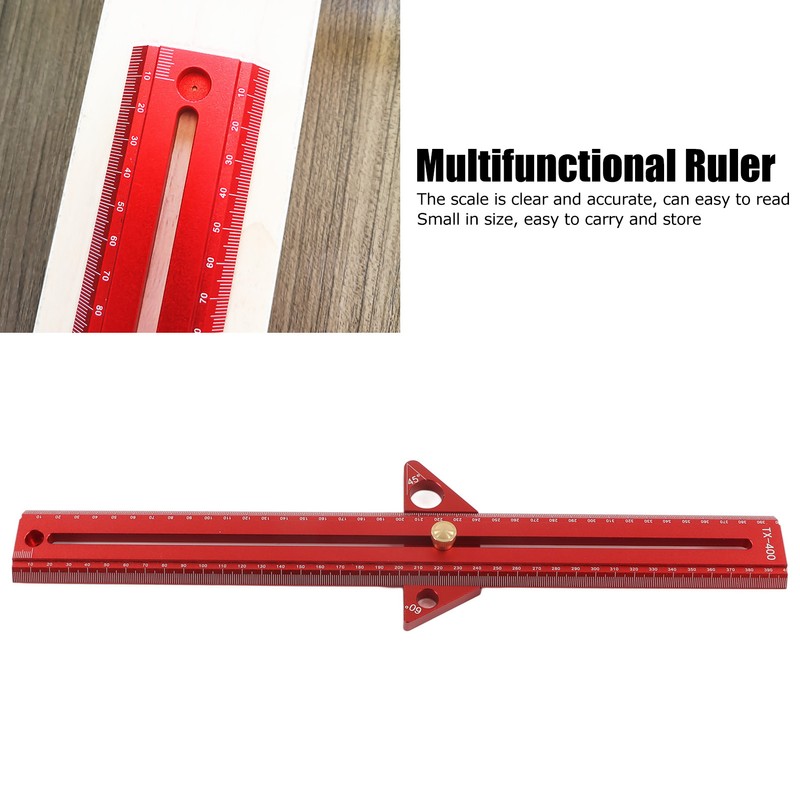 Woodworking T Track Ruler Multifunctional Aluminum Alloy Portable Wood Measuring