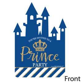 Royal Prince Charming - Shaped Fill-In Invitations - Baby Shower or Birthday Party Invitation Cards with Envelopes - Set of 12