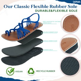 Capana Sandalias de cuerda para mujer – Sandalias tejidas a mano para mujer, sandalias bohemias, sandalias para caminar, sandalias de playa para mujer, sandalias de paja, sandalias de tirantes, sandalias de agua para mujer – Comuna (última versión), Azul