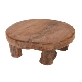 Spetebo Real Wooden Plant Stool Teak 20 x 7 cm Small Decorative Stool Solid Handmade