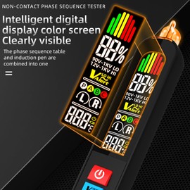 BSIDE Phasenprüfer Drehfeldmessgerät 3 Phasen AV 12~1000V Spannungsprüfer Pen Rotationsanzeige Tester ​Detektor Meter 3 phasen mit und Summertester zeigt