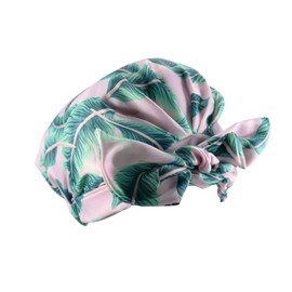 Non-Slip Shower Cap for Women Waterproof - Reusable Shower Cap, Hair Cap for Shower, Waterproof Hair Shower Caps for Long Hair-Pink Leaf