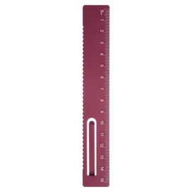 QUARKZMAN Straight Ruler 15 cm Metric Metal Aluminium Alloy Measuring Bookmark Clip Ruler Scale Tool for Measuring Studying Reading Classroom Office Dark Red