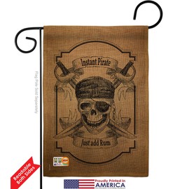 Instant Pirate Burlap Garden Flag Coastal Ship Skull Treasure Map Carribean Jolly Blackbeard Jack Small Decorative Gift Yard House Banner Double-Sided Made In USA 13 X 18.5