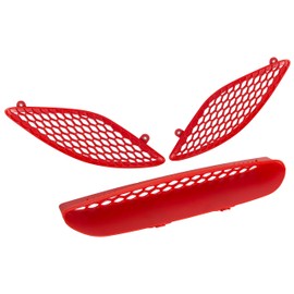 HECASA Front Hood Scoop Hood Vent Trim Compatible With 2015-2020 Dodge Charger SRT Hellcat Hood Bezels Grille Kit (Side Grilles NOT Fit 2021 Models/Center Grille Fit 2021 Models) Plastic Red
