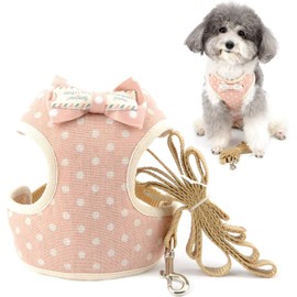 Arnés Ajustable para Gato y Perro, Anti-Escape con Correa (Rosa,M)