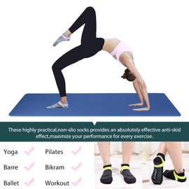 JOYNÉE Non-Slip Yoga Socks for Women with Grips,Ideal for Pilates,Barre,Dance,Hospital,Fitness 3 Pairs,Sock Size 9-11,Black2