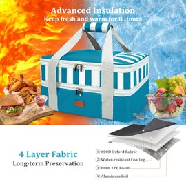 Vuudh Expandable Casserole Carrier Bag - Double Decker Food Bag, Insulated Casserole Carrier for Hot or Cold Food, Lasagna Holder Tote for Picnics,Beaches,Traveling or Gifts