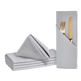 BALCONY & FALCON Cotton Cloth Napkins 6 pack Grey Square Soft Absorbent Washable 50 x 50 cm Napkins for Restaurant Weddings Holidays Family dinners Hotels Gatherings