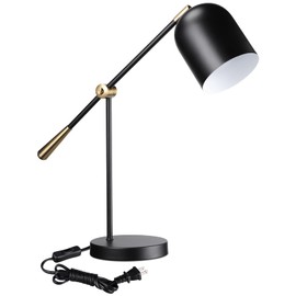TORCHSTAR Adjustable Desk Lamp Aesthetic, AC 110-120V, Swing Arm Task Desk Lamp, Max 60W, E26 Base, Bulb Not Included, Metal Decor Desktop Lamp with On/Off Switch, for Work, Study, Home Office, Black