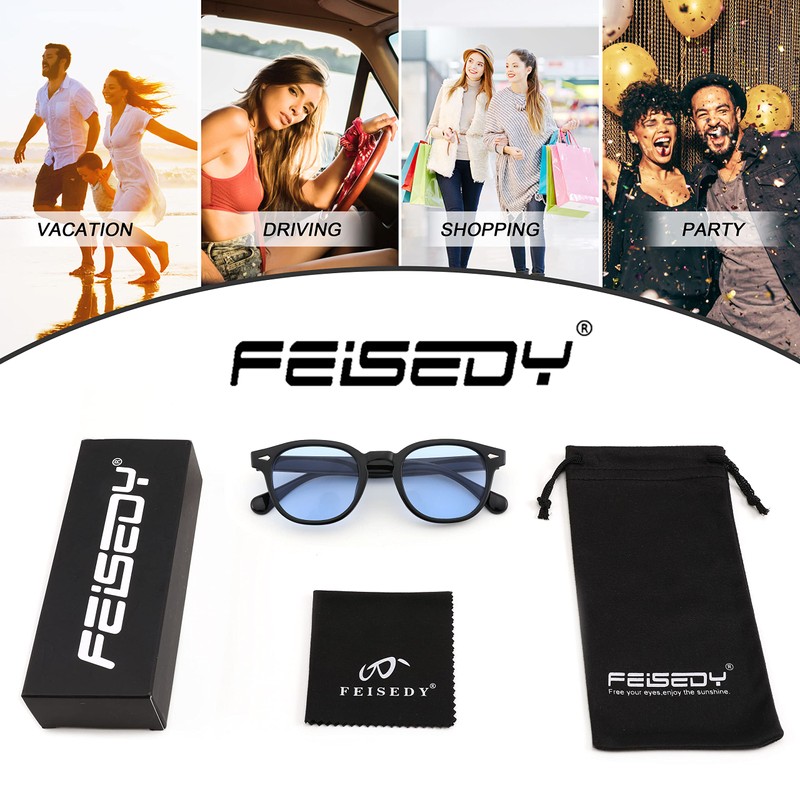 FEISEDY B2350 Wellington Sunglasses for Women, Men's, Square, Retro UV400,